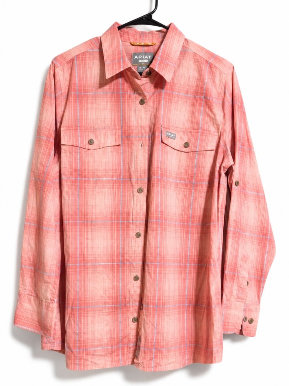 Ariat Rebar Women’s 1X Coral Plaid DuraStretch Work Shirt
